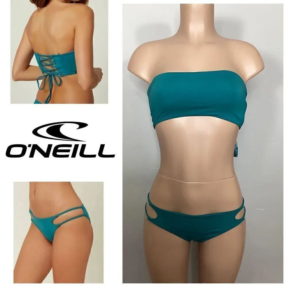 New. O’Neill teal bandeau bikini set. S-top/L-bottom. Retails $119